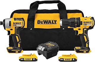 DEWALT 20V MAX brushless 2-tool combo kit with bag, batteries, and charger