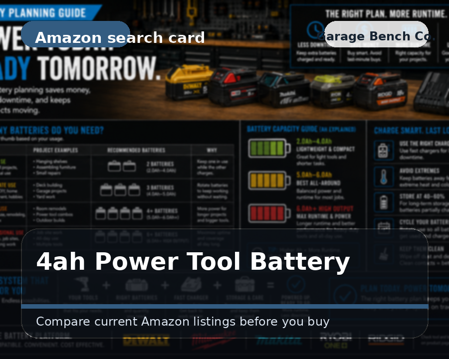 Illustrated 4ah power tool battery comparison card