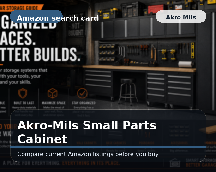 Illustrated small parts cabinet comparison card