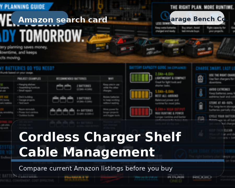 Cordless charger shelf and cable management options