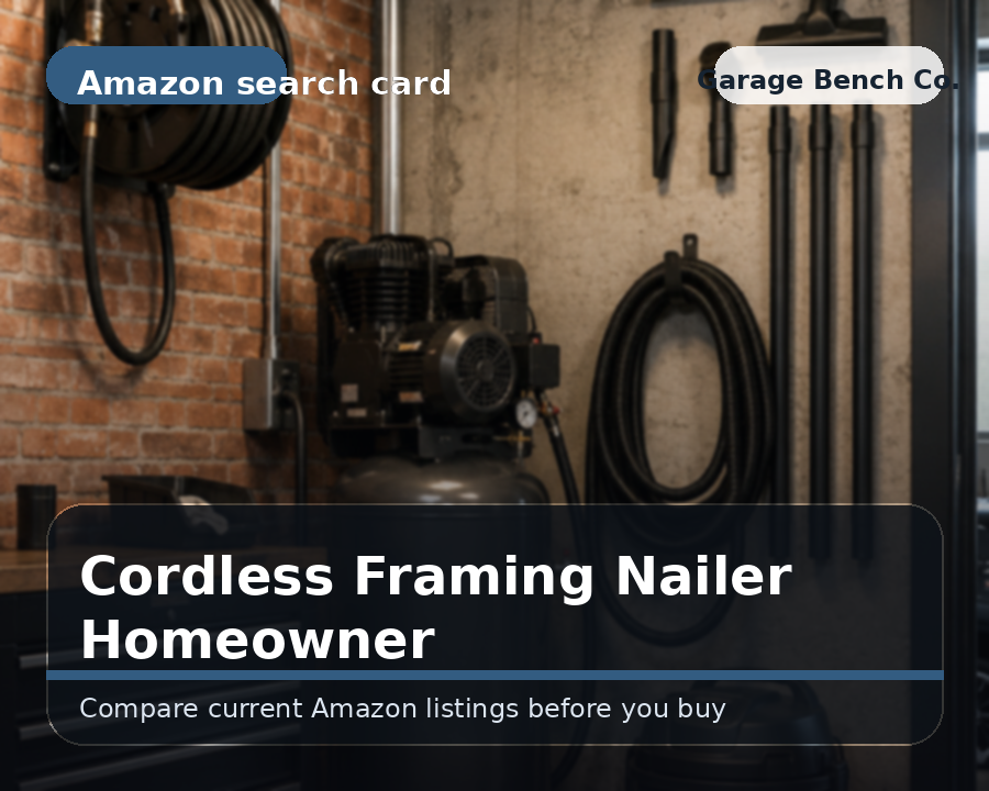 Cordless and pneumatic fastening tools in a garage workshop