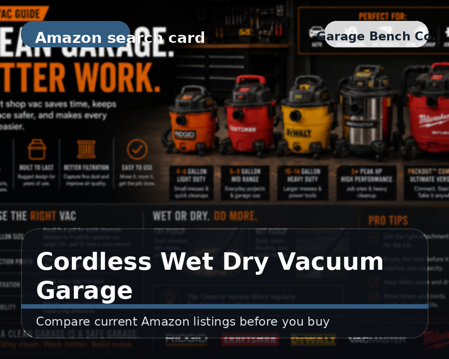 Cordless wet-dry vacuum for garage cleanup