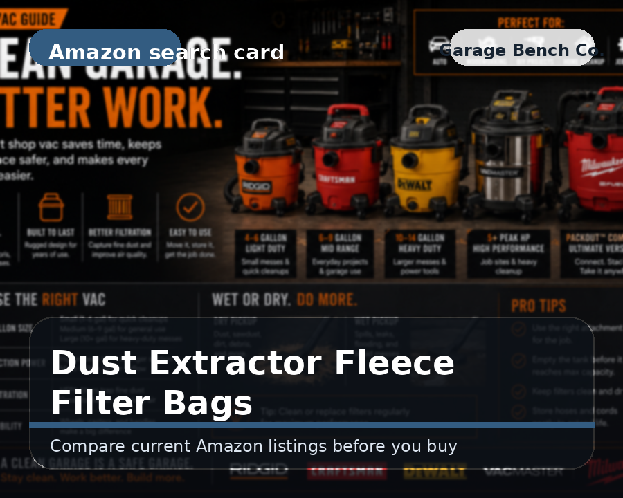 Dust extractor fleece filter bags