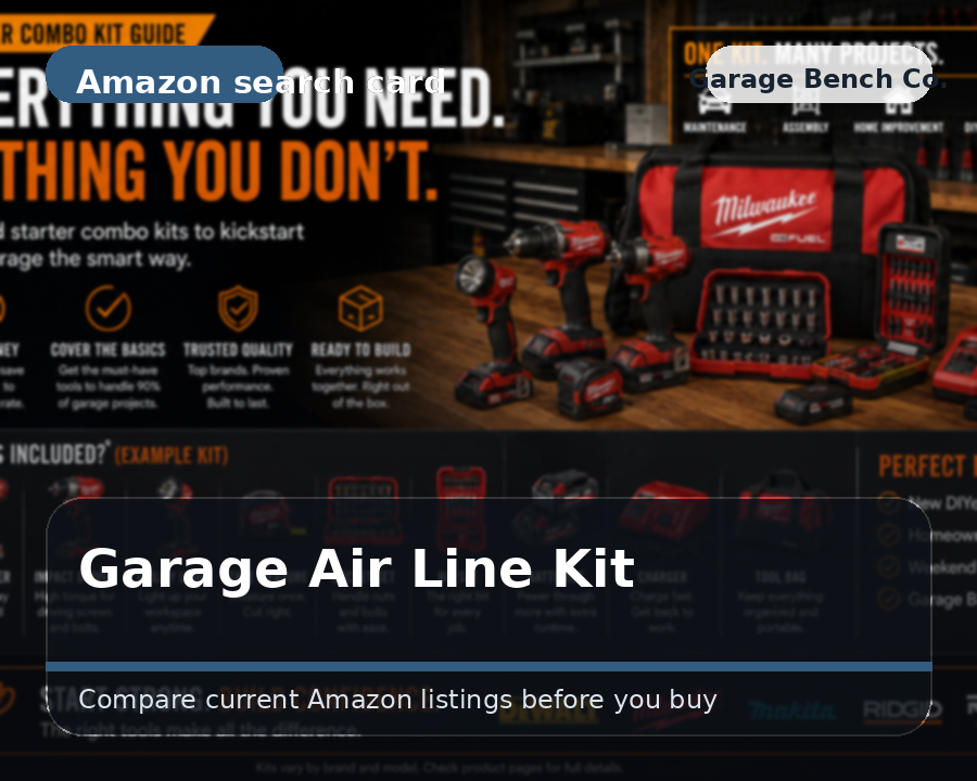 Garage air line kit and wall plumbing components