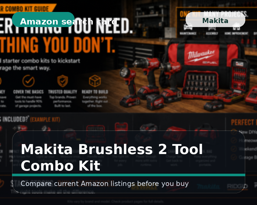 Illustrated makita brushless 2-tool combo kit comparison card