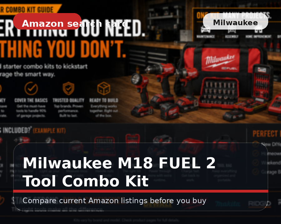 Illustrated milwaukee m18 fuel 2-tool combo kit comparison card