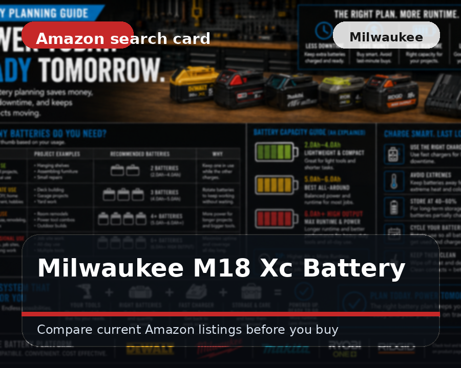 Illustrated milwaukee m18 xc battery comparison card
