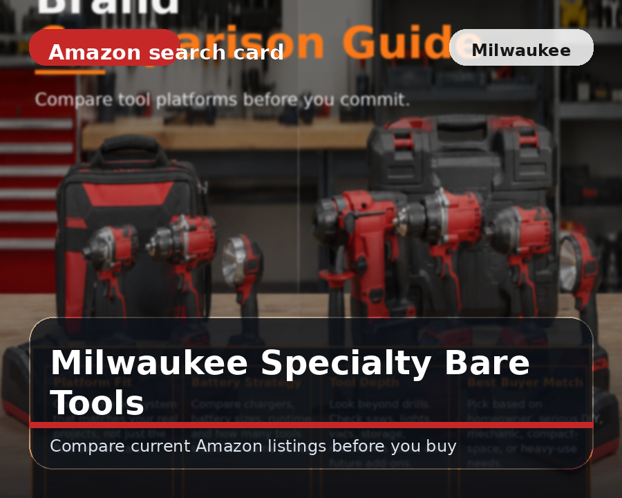 Illustrated milwaukee specialty bare tools comparison card