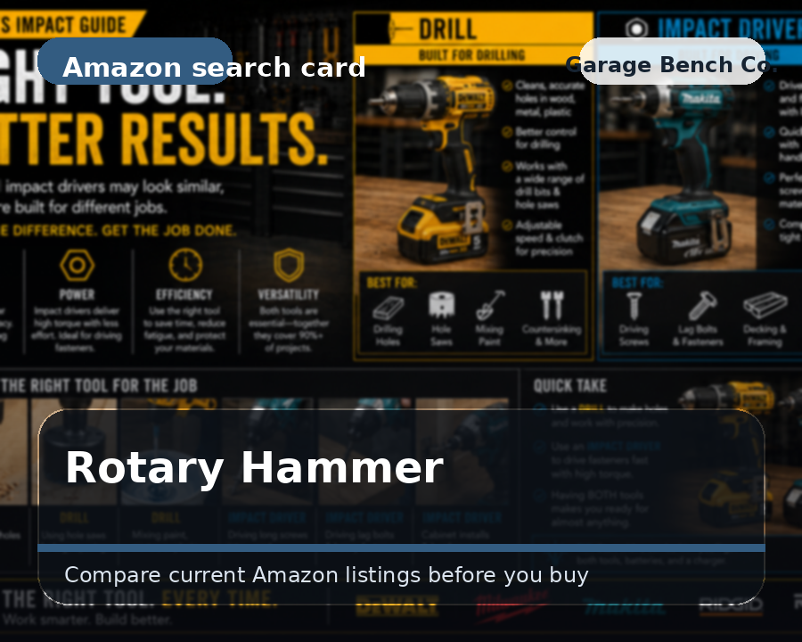 Illustrated rotary hammer comparison card