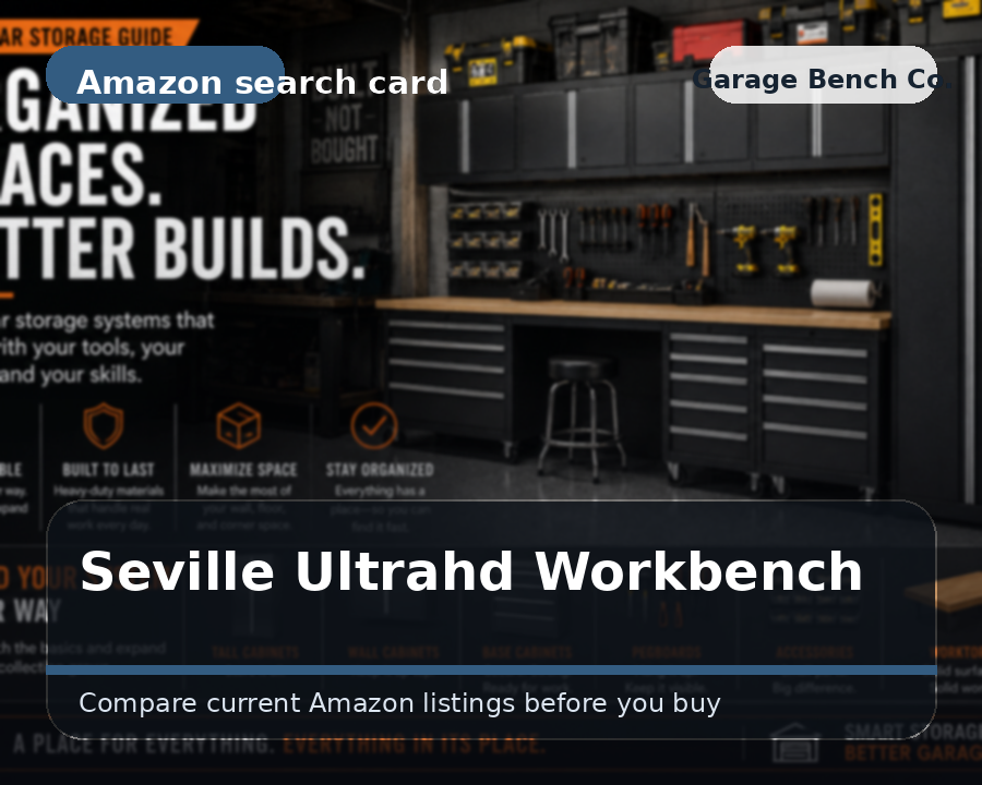 Illustrated garage workbench comparison card