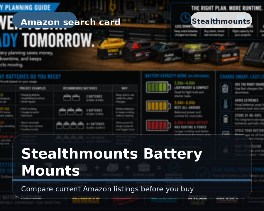 Illustrated cordless battery mount comparison card